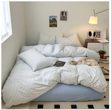 LBRTMED Set di Trapunta Queen Cotton 4 Pezzi Foglio Letto per Letto con Copertura Morbida Semplice Primavera lettiera Morbida per Letti Completi (Giallo, Letto da 1,5 m)