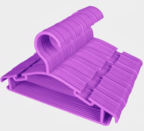 Lot de 60 cintres pour enfants, en plastique durable, parfaits pour l'organisation de placards, cintres durables, petits cintres bleus de 27 cm, cintres pour enfants (30 cm, violet, 40 pièces)