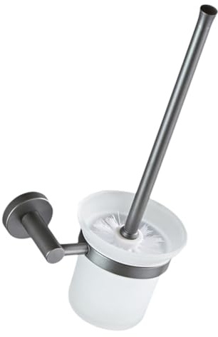 Hemobllo Escobilla de Inodoro Moderna con Base de Vidrio Redonda Set de Limpieza para Baño Diseño Pared Higiénico y Práctico para Hogar