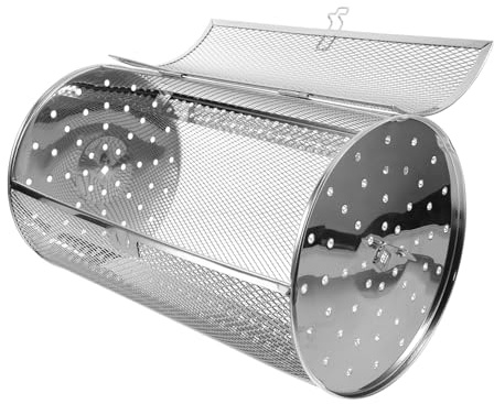 LOORGVEL Cesta Parrilla Rodante Inoxidable para Asador Giratorio con Cierre Seguro y Puerta Accesible Accesorios Barbacoa para Pollo y Verduras Resistente y Práctica para Horno Eléctrico