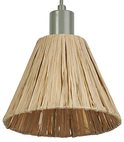 OSRAM Green-Brown Decor Raffia Pendant luminaire Made of Bast and Metal, E27, 200 mm Diameter, lampshade Made of Recycled Material, Sustainable Due to Replaceable Light Source, Simple Installation