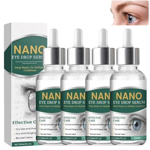 Augentropfen Gegen Trockene Augen,Befeuchtung,Linderung Und Pflege,Hyaluron Augentropfen Trockene Augen,Natürliche Inhaltsstoffe Augenpflege Tropfen,Nano Eye Drop Serum,30ML(4 Stück)