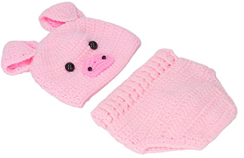 Generic Costumes de Photographie D'animaux Mignons pour bébé, Accessoires Confortables en Fil de Laine pour bébé de 0 à 3 Mois, Cadeau Idéal (PINK)