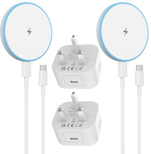 iPhone Wireless Charger 2Pack 15W MagSafe Pad 20W USB C Plug with 6FT Cable | LED 15W MagSafe Charger Pad, 20W iPhone Charger and USB C to USB C Cable for iPhone 17 16 15 14 13 12 Pro/Pro Max/Air/Plus