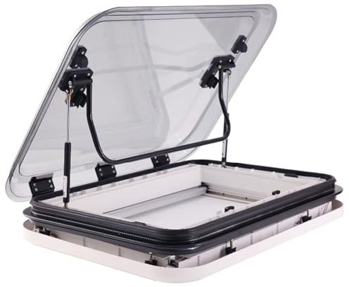 RV Caravan Roof Vent,RV Sunroof Large Caravan Camper Roof Window Vent Kit w/LED Lights, Universal RV Motorhome Skylight Roof Vent Hatch with Nets&Sunshade,50x50cm