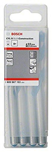 Bosch Accessories Accessories Professional Mehrzweckbohrer CYL-9 Multi Construction (8 Stück, Ø 10 mm), Blau / Edelstahl, Durchmesser-10 mm/Gesamtlänge-120 mm