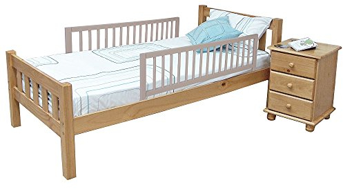 Safetots Doppelseitiger Holzbettschutz, Grau, 38cm hoch x 110cm breit, Bettgitter, Sicheres Kinderbettgeländer, Vormontiert, Einfache Installation