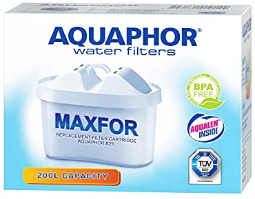3 repuestos universales de filtros de agua antibacterianos Aquaphor Maxfor, capacidad de 200 L, B100-25, compatible con jarras con filtro de agua Aquaphor Amatista, Aquaphor Orion, Aquaphor ágata y Aquaphor Tiempo Compatible con la mayoría de jarras Brita. Pack de ahorro.
