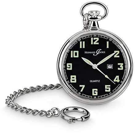 Hermann Jäckle Herren Taschenuhr Konstanz Quarz 47 mm Silber