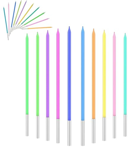 Geburtstagskerzen Für Torte,90 Stück Regenbogen Geburtstagstorte Kerzen Geburtstagskerzen Lange Dünne Geburtstagskerzen mit Haltern für Dekorative Geburtstagstorte Hochzeitsparty Abschlussfeier