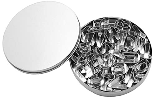 Ruluti 26 Piece Fondant Cutters Set Mini Alphabet Biscuit Baking Mould with Storage Box Stainless Steel