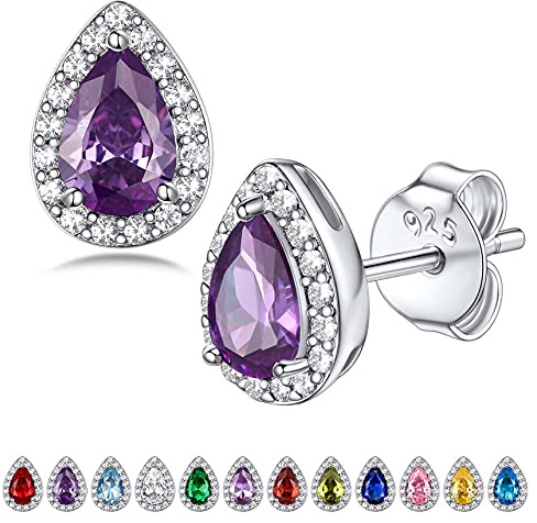 Bestyle Orecchini a Lobo Argento 925 Pietre Portafortuna Orecchini Forma Goccia, Stud Orecchini Donna, Confezione Regalo