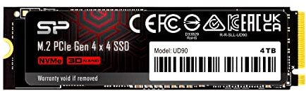 SP Silicon Power Silicon Power SSD da 4 TB [SSD da gioco ad altissima velocità] Lettura 5.000 MB/s in scrittura 4.800 MB/s 3D NAND M.2 2280 PCIe4.0x4 NVMe1.4 SP04KGBP44UD9005