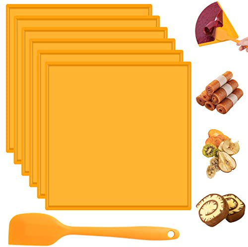 Avkast - 6 hojas deshidratadoras de silicona para bandejas de 14 x 14 pulgadas, bandejas de cuero para frutas con borde compatible con Excalibur, bandejas deshidratadoras cuadradas antiadherentes para