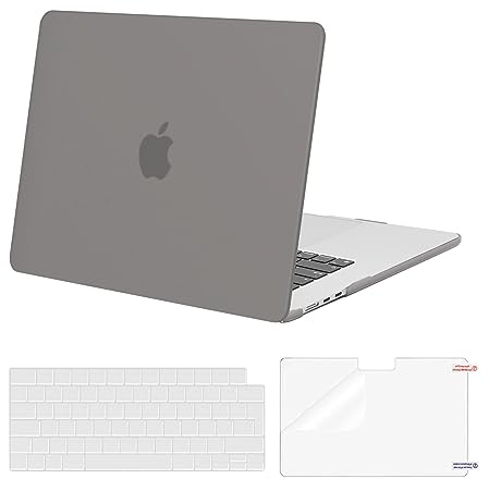 MOSISO Kompatibel mit MacBook Air 15 Zoll Hülle M5 M4 M3 M2 2026 2025-2023 | Ultradünne, Seidige Haut Hartschale A3448 A3241 A3114 A2941&Tastaturschutz&Displayschutz, Grau