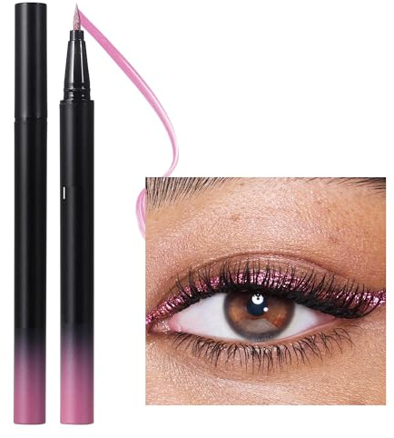 Vawolecy Delineador de ojos colorido, delineador de ojos líquido metálico altamente pigmentado con acabado multirreflectante