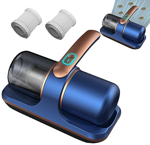 AIWEIYER Strumento per la rimozione degli acari ad alta frequenza per uso domestico, Aspirapolvere da letto con luce UV Aspirapolvere portatile per materassi, Doppio battito ad alta frequenza Cordless