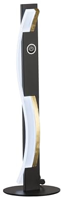 Fischer & Honsel Tischleuchte, Bridge | schwarz/gold| H: 42 cm, D: 13 cm| mit Sensordimmer stufenlos dimmbar| Farbtemperatureinstellung| 1x LED 9 Watt 2700/3350/4000 K | 1000 lm| EEG: F | 50702
