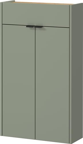 Germania Schuhschrank 1397-629 GW-Ameca, in Taupegrün/Eiche, geringe Tiefe, optimal für schmale Flure, 56 x 97 x 22 cm (BxHxT)