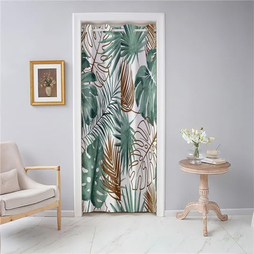 Odot Tende con Occhielli per Porta, Tende Oscuranti per Interni Stampa Tropicale Nordica, Tenda Divisore per Stanza, per Camerino, Pergola, Camera da Letto, Soggiorno, 1 Pezzo (80x180cm,Stile E)