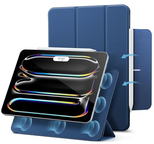 ESR for iPad Pro 11 inch Case M5/M4 (2025/2024), Powerful Magnetic Attachment, Slim Trifold Stand Case, Supports Pencil Pro and Pencil (USB-C), Durable Protection, Rebound Series, Blue
