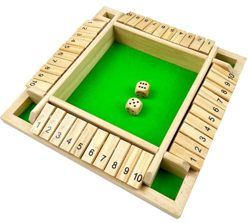 EACHHAHA Shut The Box 4 Player Wooden Table Game - Dice and Travel STEM Learning Traditional Family Game for Kids