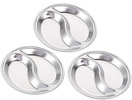 NAMOARLY 3-teilige Runde Gewürzteller Aus Edelstahl Mit Unterteilung Zum Servieren Von Vorspeisen Gewürzteller Leicht Zu Reinigen Für Den Austausch Mit Freunden Zu Hause