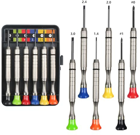 6Pcs Small Screwdriver Set -3pcs Flathead and 3pcs Phillips Micro Head Mini Screwdriver Set Precision CRV Eyeglasses Watches Electronics Computer Repair Kit Cool Gadgets Tool Gifts for Men