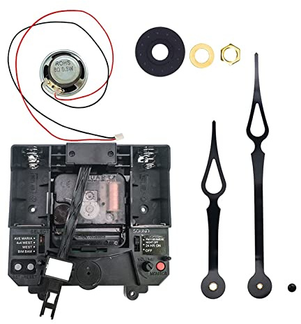 Mecanismo de movimiento de reloj de péndulo de cuarzo de pared con eje largo, kit de reparación de caja de música para reparación de reloj, aguja de reloj, movimiento de cuarzo con pieza de reparación