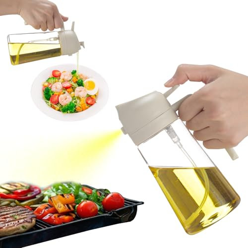 Dispensador de aceite y pulverizador 2 en 1, utensilios de cocina, botella dispensadora de aceite de oliva con boquilla antigoteo, pulverizador de aceite, para ensaladas, freidora de aire, freír,
