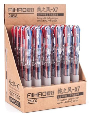 Rieort Kugelschreiber Einziehbare Kugelschreiber, zweifarbiger Kugelschreiber mit roter und Blauer Tinte, 0,5 mm Tintenroller, glatt schreibende Gel-Tintenstifte Schöne