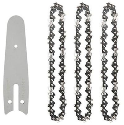 WENYOG Kettensägekette 4/6 Zoll Mini-Stahl-Kettensägenketten, elektrische Kettensägen, Teile, Führungsplatte, Gartengeräte, Sägezubehör, scharfes Kettensägen-Kettenset universal(4in Set a)