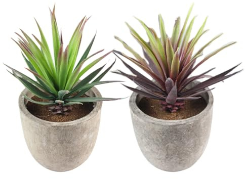 VINTORKY 2stücke Retro Künstliche Sukkulenten Realistische Pflanzen Im Topf Dekoration Für Wohnzimmer Büro Und Mehr Pflegeleichtes Bonsai Grün