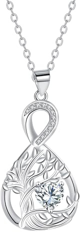 J.MUEN Collar Mujer Plata de Ley 925 Colgantes Collar Infinito Regalos para el día de la Madre para Mujeres, Regalos de Cumpleaños.