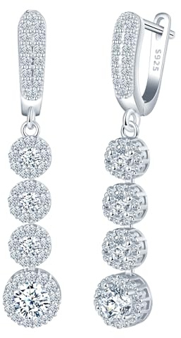 CPSLOVE Damen 925 Silber Quasten Diamant Ohrringe Luxus Zirkonia Ohrhänger Mädchen French Clasp Creolen Elegante Geschenke Party Ohrschmuck Hochzeit Ohrringe, Silber