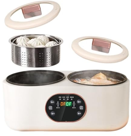 hixswnu Cuiseur de Riz 3,6 L avec Doubles Pots, Pot à Chaud électrique Multifonction, Option Smart Low Sugar, 6 préréglages, minuteur 9h, antiadhésif Easy Clean