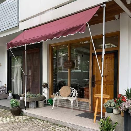 Hoiweqr Auvent Rétractable 3 X 1,2 M Store Banne Manuel Terrasse Extérieur Hauteur Réglable Résistant Au Vent/UV Auvent for Balcon Fenêtre Terrasse,pour Patio Terrasse Jardin(250x120cm)