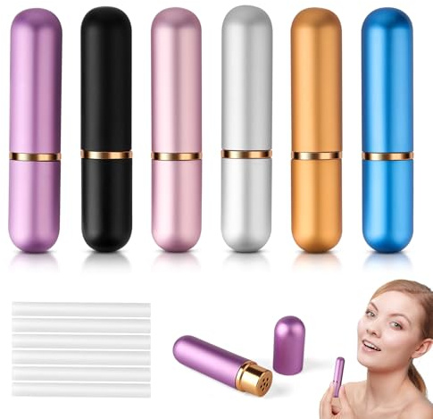 TINGTING 6 Stück Riechstifte für ätherische Öle – Wick Inhalierstift Nachfüllbar – Essential Oils Riechstifte Mini Inhalierstift Set für Aromatherapie und Flüssigkeiten zum Einatmen