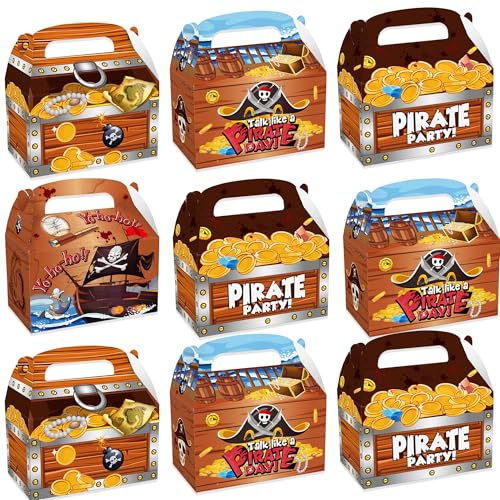 12 piezas cofre del tesoro pirata cajas regalo golosinas para halloween