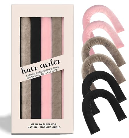 Heatless Hair Curler Overnight Curls, Heatless Curlers for Women, Soft Velvet Satin Flexi Rods Sleep for All Hair Types, No Heat Overnight Sleeping Curler Styling Tools (6 Pcs Mixed Color, 10 IN)