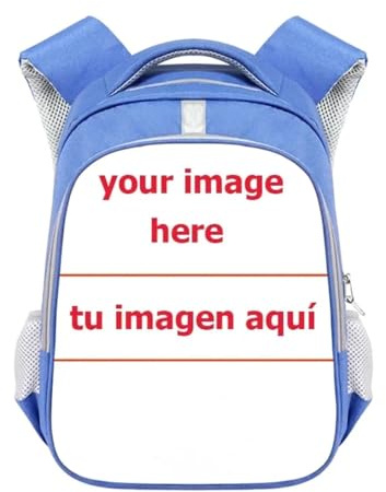 Sac À Dos Personnalisé avec Votre Propre Design Image/Photo Imprimée Dessin Animé Sacs À Dos De Maternelle Garçons Filles Sacs D'école pour Enfants Sac À Livres Cadeau Blue,16 inches