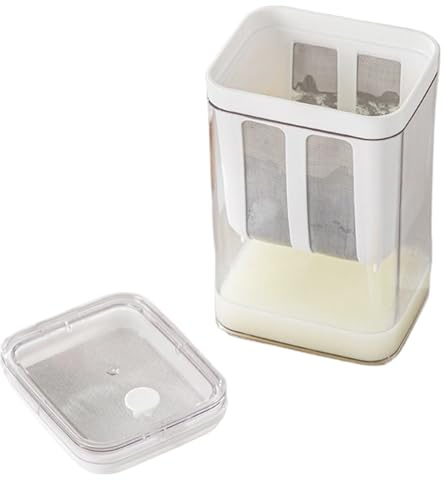 Yulokdwi Colador De Yogur Con Tapa - Colador Alimentario 1800ml | Taza Reutilizable Con Malla Fina Para Kéfir, Sopas, Frutos, Café Y Leche Vegetal