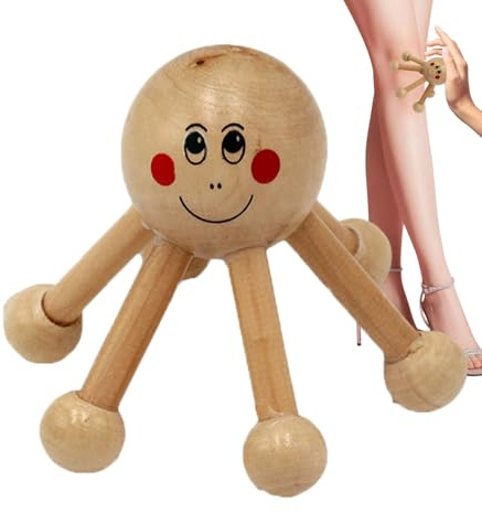 Wooden Scalp Massager - Manual Spider Legs Relaxation Tool, Portable Body | Handheld Head Hair Stress Relief, Waist Shoulder Pressure Scratch Claw, Soothing Natural Healing Comfort WEL