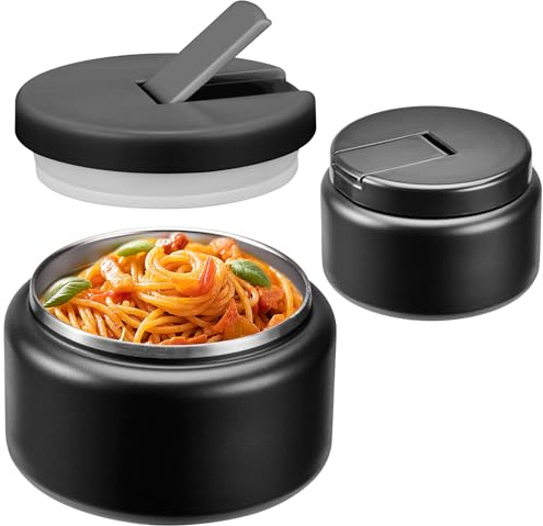 Itslife Thermo per Alimenti 400ml con Coperchio a Fibbia, Contenitore Termico Bambini di Acciaio Inossidabile, Portavivande Termico per Picnic, Scuola e Ufficio, Nero