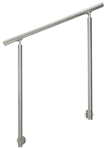 DELAUF Edelstahl-Geländer Seitlich, Treppengeländer Innen & Außen, 304 Edelstahl (V2A), Wandmontage, Modernes Design, Für Wohnung, Haus, Treppenhaus(120CM, Ohne Querstreben)