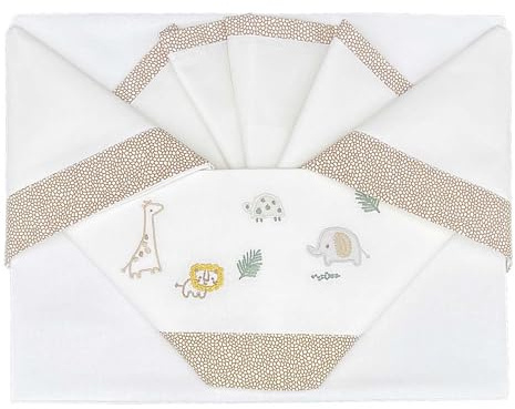 Andy & Helen Bettwäsche-Set für Kinderwagen, Bestickt, Spannbettlaken mit Gummibändern und Kissenbezug, cremefarben