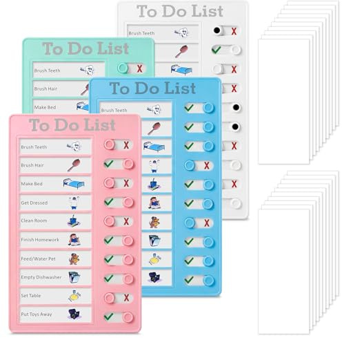 DESPOINA Lot de 4 Tableau Memo Checklist, avec 20 Feuilles de Papier Vierge Listes de Contrôle Mémo, Portable Planning Tache Menagere pour Rappels, Gestion du Temps