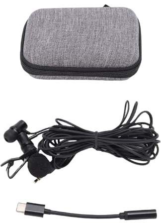 OVAQUIXI Auricolari Cablati con Microfono, Clip con Cancellazione del Rumore Sul Microfono da Bavero per Streaming Live, Canto e Registrazione Video Spina da 3,5 Mm