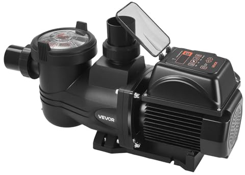 VEVOR Bomba para Piscina 1350 W de Velocidad Variable 1000 a 2900 rpm, Bomba de Filtración para Piscina, Caudal Máximo de 30.000 L/h, CA 220-240 V, Altura Máxima de Descarga de 16 m con Temporizador