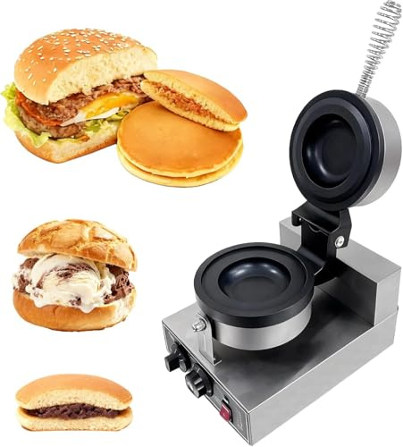 Ice Cream Burger Maker, Hamburger Waffle Maker Sandwich Press Filling Machine UFO Burger Maker 50°C - 300°C Temperature Control Dual sided Heating 0-5 Minutes Time Setting For Commercial Home Use